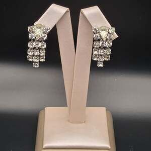 Vintage Crystal Rhinestone Dangle Screw-On Earrings